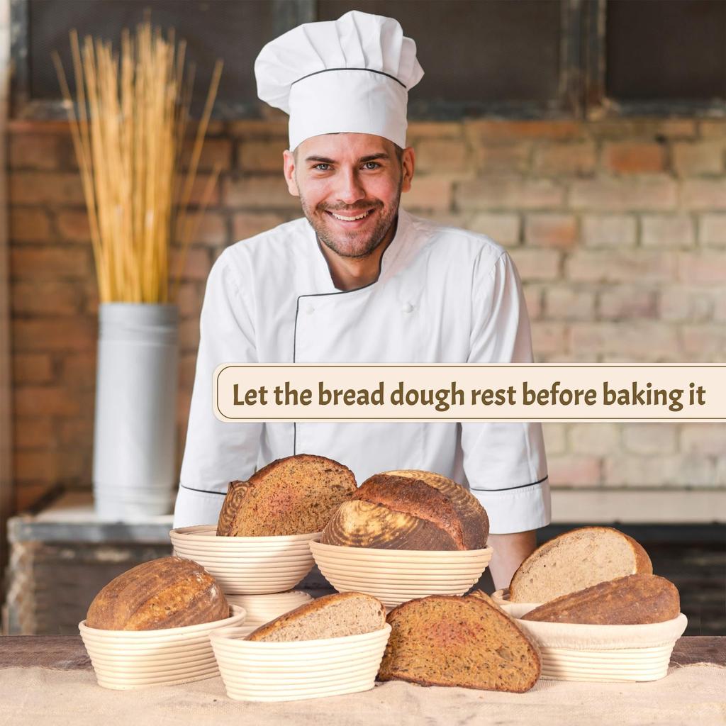 1 Set, Gärkörbchen-Set, ovaler, aus Rattan geflochtener Brotteigkorb mit Einsatz, ideal zum professionellen und privaten Backen von Sauerteigbrot,