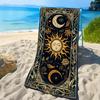 Boho Sun And Moon Print Beach Towel–Quick Dry,Sand Free,Absorbent,Pool,Travel,Yoga–Celestial Floral Pattern Bath Towel For Adult