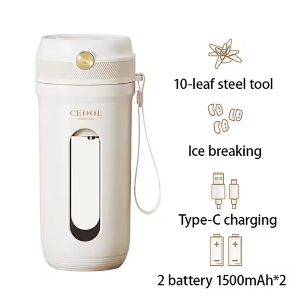 USB Rechargeable Electric Juicer Cup with Detachable Straw Ice Crusher Smoothie Maker Cup  Travel