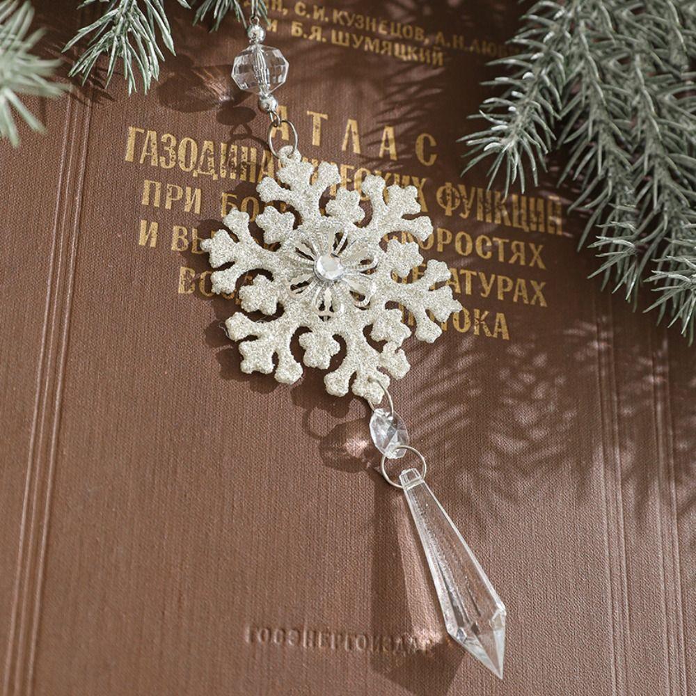 3PCS Party Supplies Christmas Crystal Snowflake Pendant Christmas Tree Decorations New Year