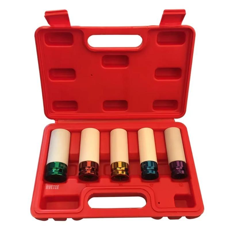Socket Set 1/2" Drive Heavy Duty 15 17 19 21 22 Mm Socket Tools for Men Wheel Lug Nut Protector Impact Socket Set Gifts
