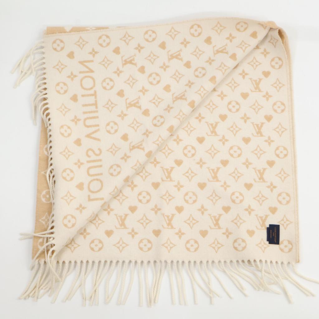 LOUIS VUITTON [Excellent condition/22 year old] M76900 Echarpe Game On Monogram Fringe Scarf beigeUsed