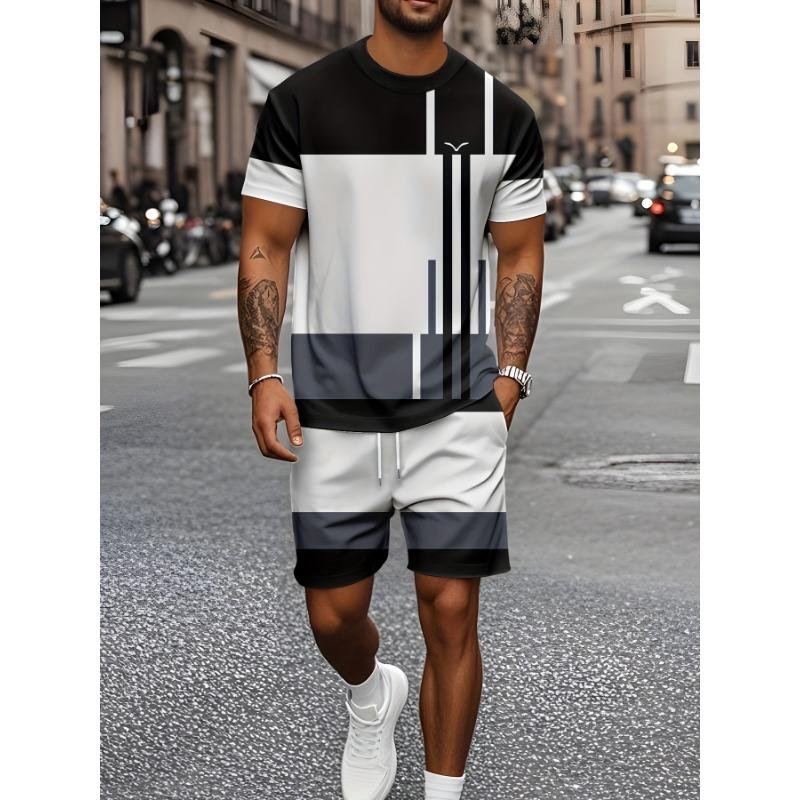 Summer Men s Two-piece T-shirt And Shorts Set Casual Short-sleeved T-shirt And Shorts Two-piece Set Daily Casual Style S
