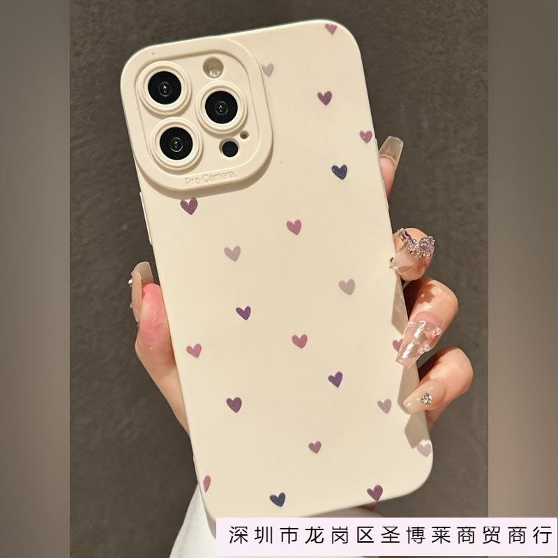 Pink Purple Love Personality Apple 15 Mobile Phone Case Iphone14promax Silicone 13/12/11 All-inclusive Anti-drop Xr