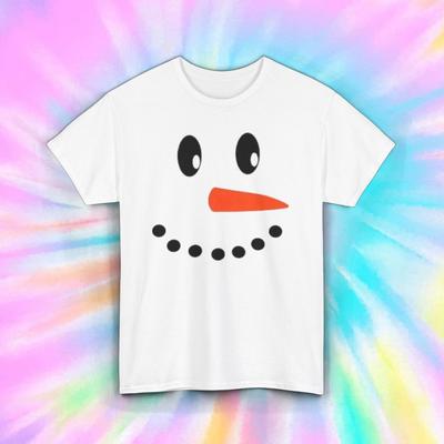 Snowman Face T-Shirt | Cute Christmas Holiday Graphic | Festive Winter Tee S-5XL