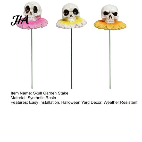 Festive Garden Stake Decorations 3Pcs/Set Halloween Skull Stakes, Chrysanthemum Yard Resin Outdoor Decorative Ornaments Flower for Lawn Patio