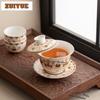 150ml Hammelfett Jade Thangka Dunhuang Gaiwan Retro Teeschale Teeschale Mit Deckel Set Teebereiter Abdeckung Schüssel Geschirr Ornamente