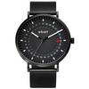 A.b.art Watch Men's Swiss Parts Movement Sapphire Glass Black Dial Stainless Mesh Band Thin Waterproof Analog 41mm Minimal Bauhaus Design