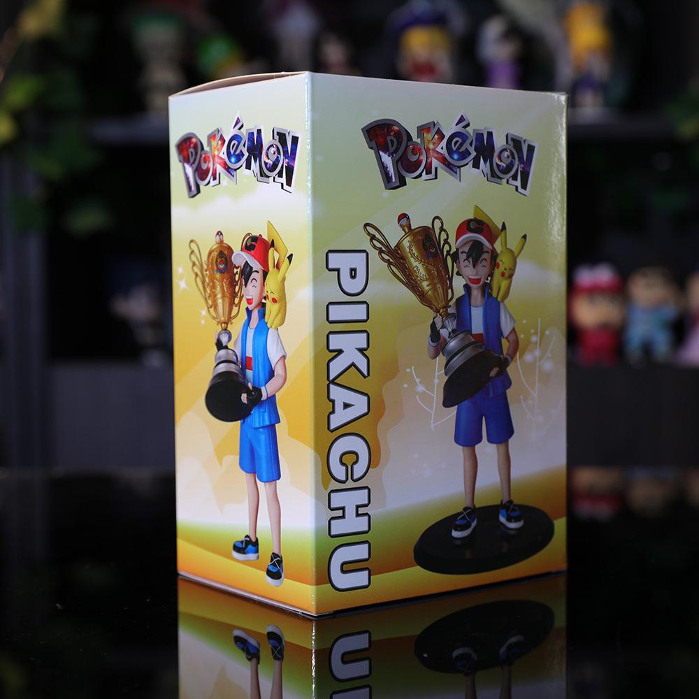 Pokemon Ash Ketchum Pikachu Champion Standing Posture GK Model Anime Action Figure Pocket Monsters Toys Desktop Accessories 18CM