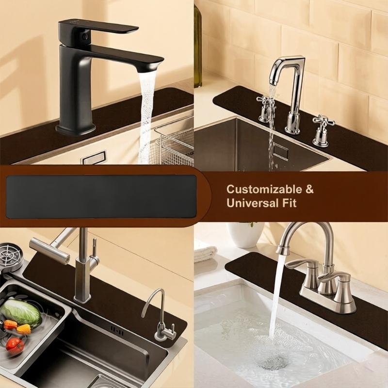 Nonslip Faucet Mat Customizable Kitchen Sink Mat Splash Guard Quick Drying For Soap Dispenser Lock Moisture Effectively