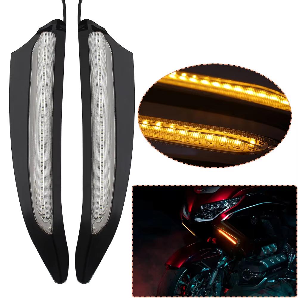 Motorcycle Part Front Lighted Vent Trim LED Light Turn Signal Lamp Kit ABS Plastic For Honda Gold Wing Tour DCT Airbag 2018-up