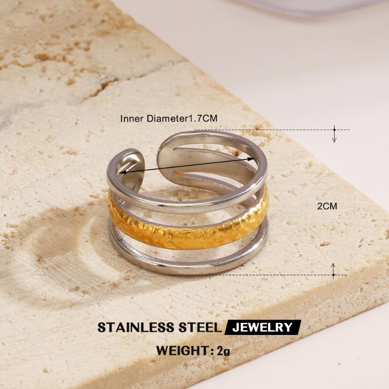 Simple Starfish Shell Pattern Ring Two Tone Stainless Steel Jewelry Accessories Unisex Geometric Line Open Rings Valentine Day