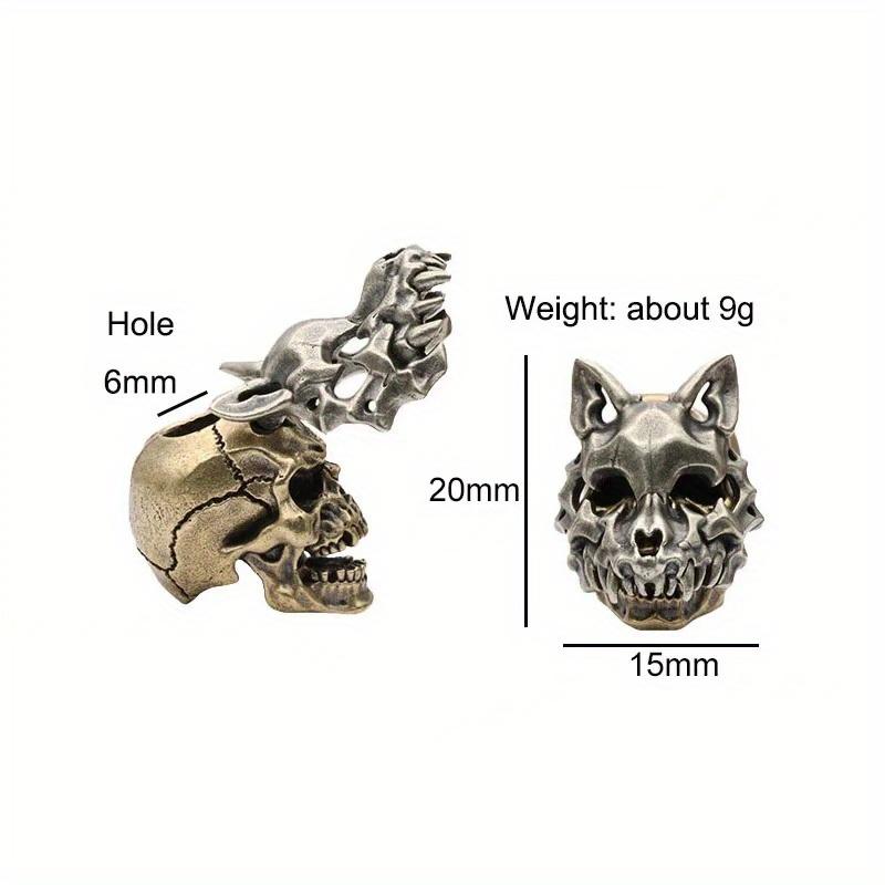 Openable Wolf Face Mask Skeleton Head Brass Knife Beads Outdoor DIY Paracord Woven Lanyard Pendants Accessories