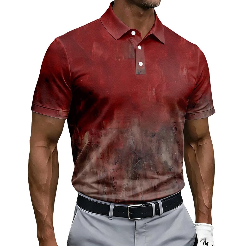 Men's Short Sleeve Polo Shirt Halloween Print Button Down Casual Fit Breathable Lightweight Fabric Classic Collar Summer Top