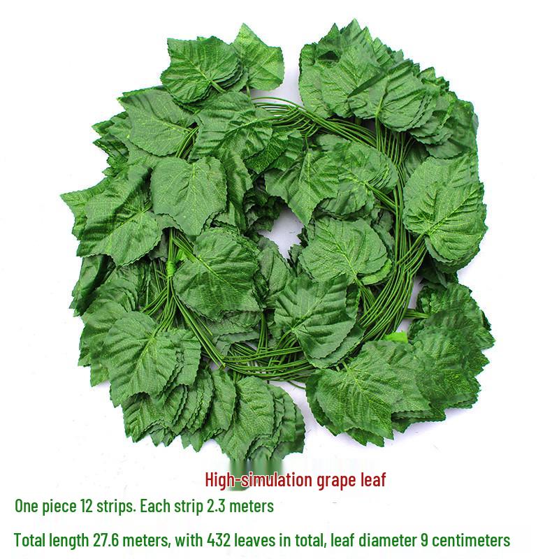 Efeutute Weinblätter Künstliche Deckenranke mit Rattan und Grünem Laub