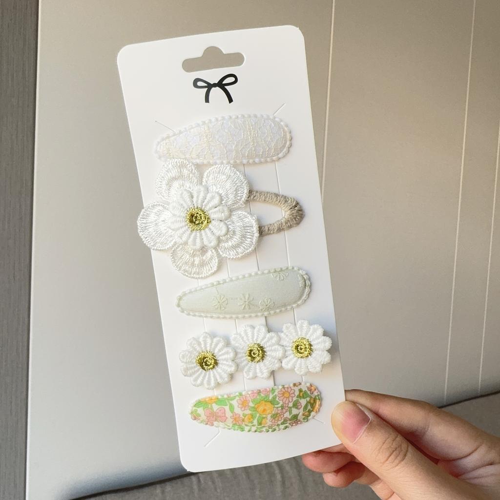 5pcs Clips Set for Kids Girl Hair Accessories Sweet Printe Hairbangs Hairclip Girls Barrette Ins Style Daisy Hairpin