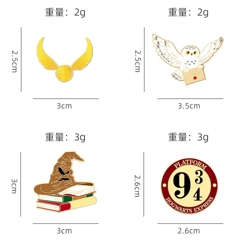 Harry Potter Peripheral Hedwig Owl Badge Sorting Hat Brooch Golden Snitch Student Bag Ornament