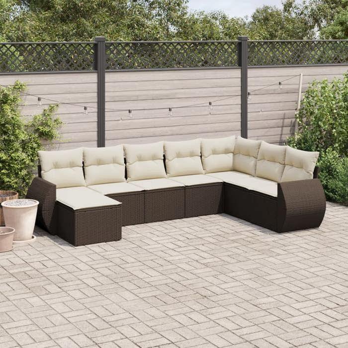 VidaXL Garden Lounge Set with Cushions 8 Pcs, Sofas with Backrest, Furniture Set, Patio Terrace Furniture, Brown 3221762