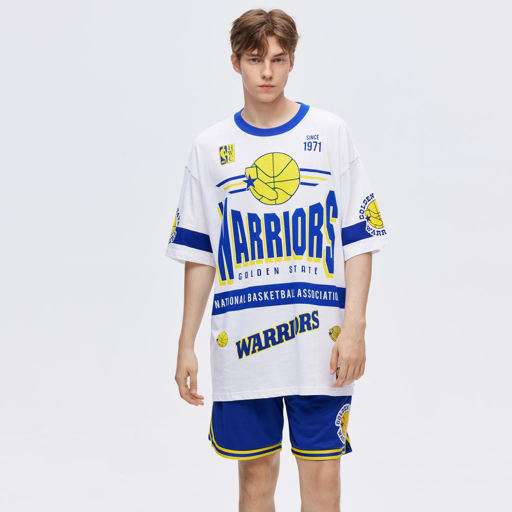 Mitchell Ness X NBA T Shirt Unisex White FC9265-GSWWHIT