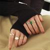 Korean-Style Retro Geometric Adjustable Open Ring for Women - Trendy Patchwork Cross Finger Hip Hop Fashion