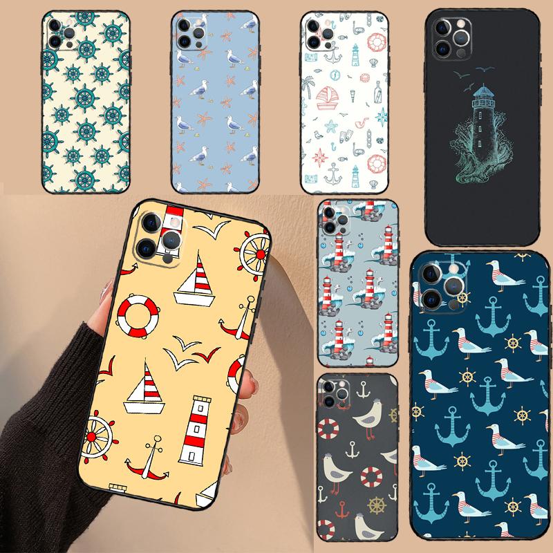 Nautical Seagull Pattern Phone Case For iPhone 17 Air 16 14 13 11 15 Pro Max mini 15 16 Plus 16e Protective Cover