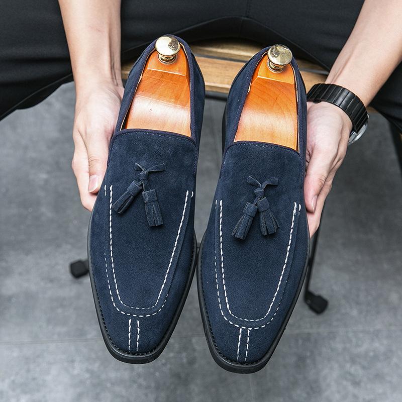 

Мужская обувь большого размера новые лоферы мода британская замша деловая нарядная кожаная обувь свадебная мужская обувь 46