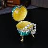 Enamel Egg Shaped Jewelry Box Diamond Encrusted Alloy Egg Shaped Jewelry Box Creative Home Ornament Storage