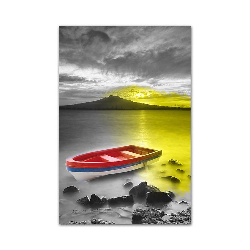 

Самоотверженно скандинавский Золотой Горный Озеро Лодка Настенный Художественный Плакат Печать на Холсте Картина Скандинавский Природный Пейзаж Современный Домашний Декор 20x30CM NO FRAME цитриновый