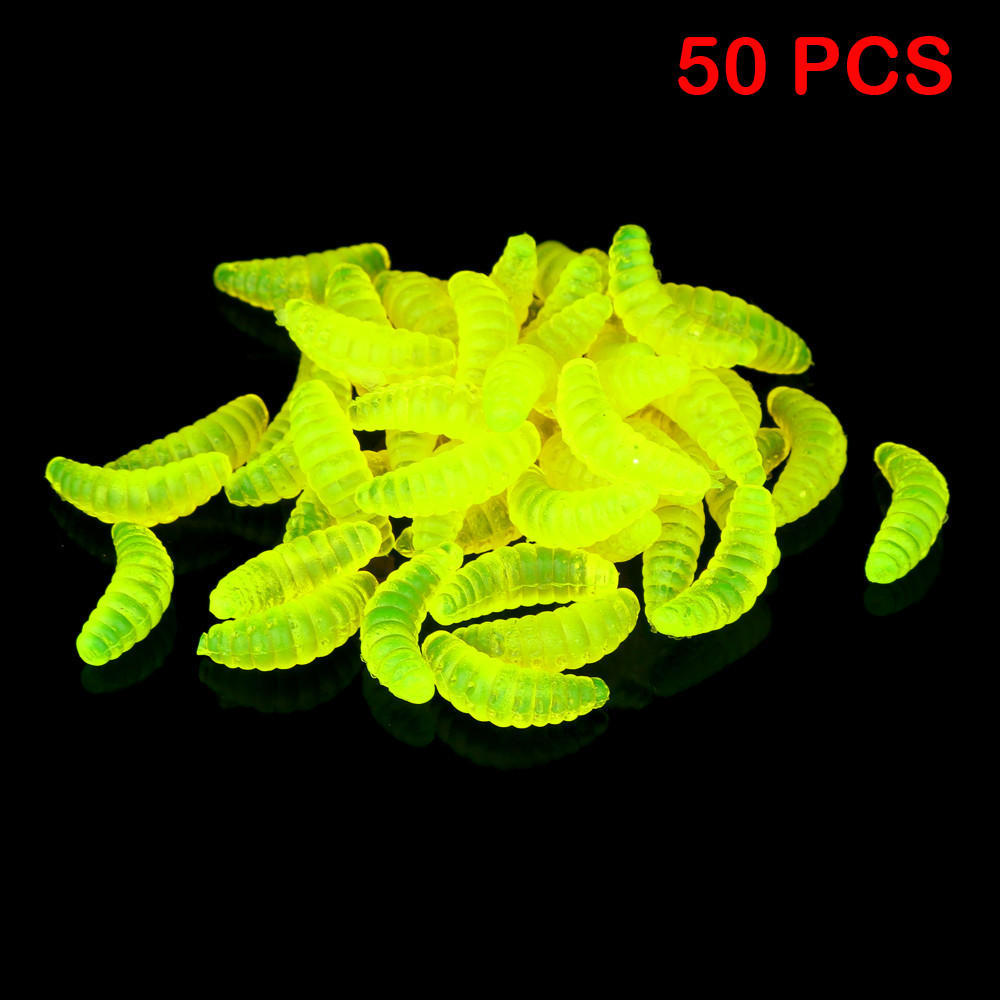 200pcs 17mm Glow In The Dark Artificial Maggot Grub Lures | PVC Soft Baits For Freshwater Fishing - View #10