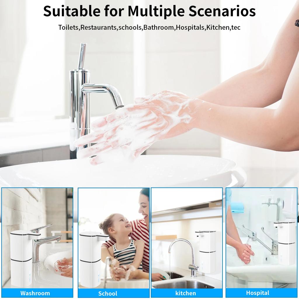 420ML Automatic Soap Dispenser Touchless Type C USB Rechargeable Electric Soap Dispenser Waterproof Foam/Liquid Dispenser