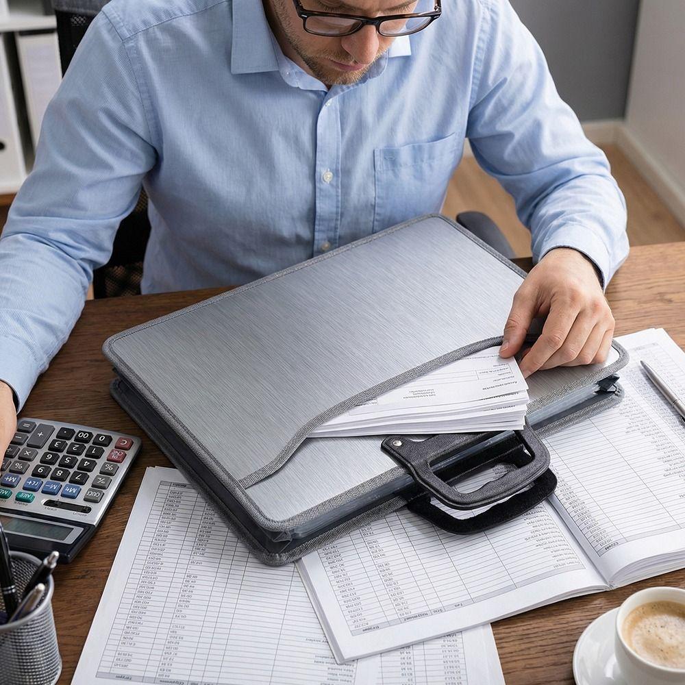 Waterproof Office Briefcase Large Capacity Business Tote Bag Thickened Portable File Bag  Car Side