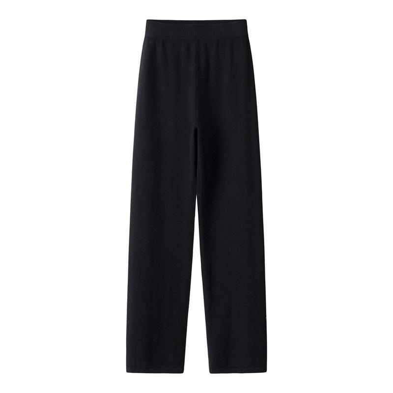 100% Pure Cashmere Autumn/Winter 2025 High-Waist Knitted Wide-Leg Pants for Women - Slimming, Versatile, Floor-Length