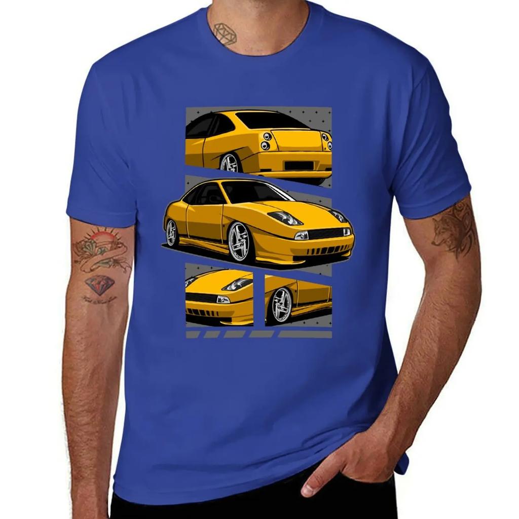 Fiat Coupe 20V Turbo Yellow TShirt graphics korean fashion blacks tshirts for men 2025 new model