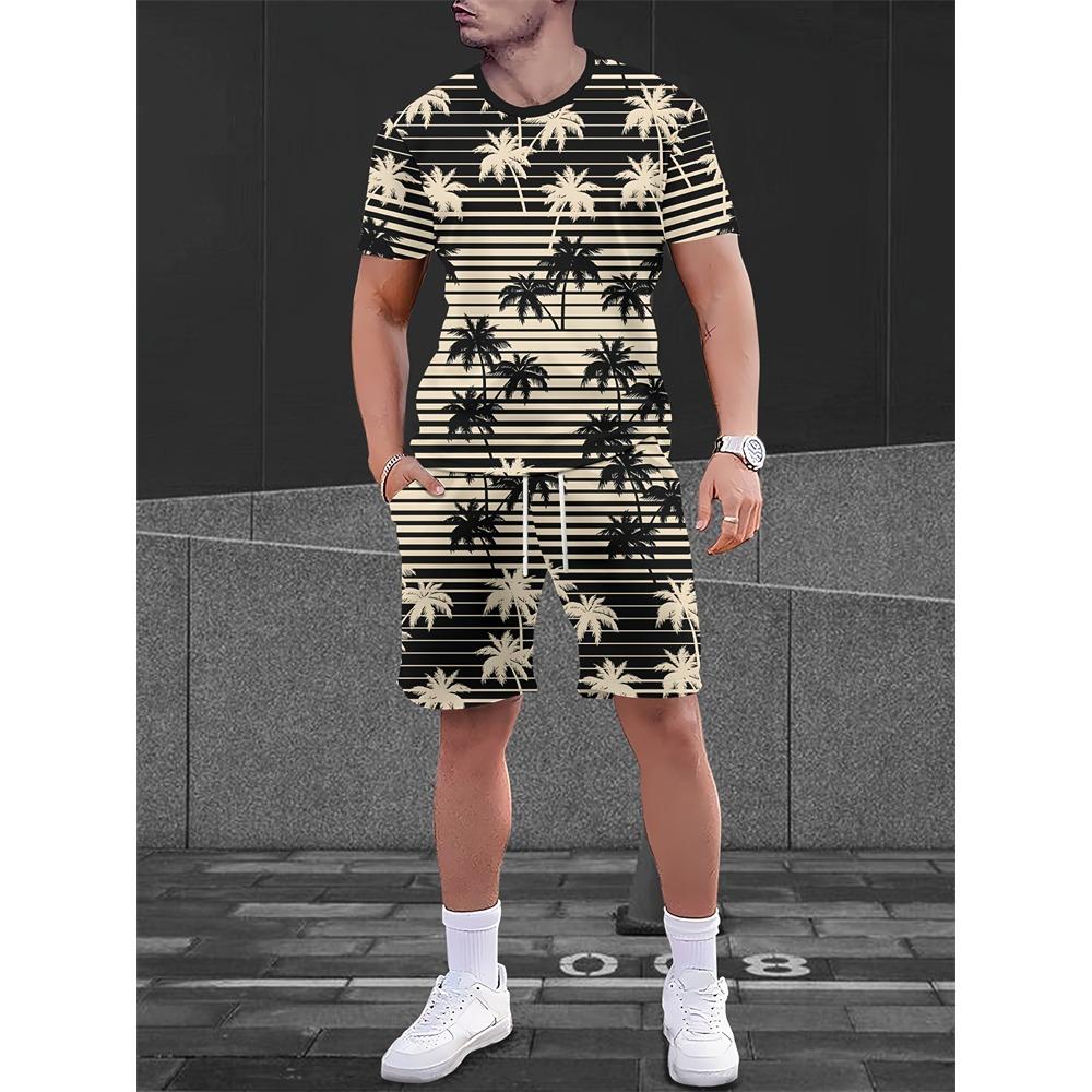 Neue Mode 3D Lustiger Druck Herren Anzug Übergroß Kurzarm Shorts Zweiteiler Herren Sportbekleidung Sommer Freizeit Reise Anzug