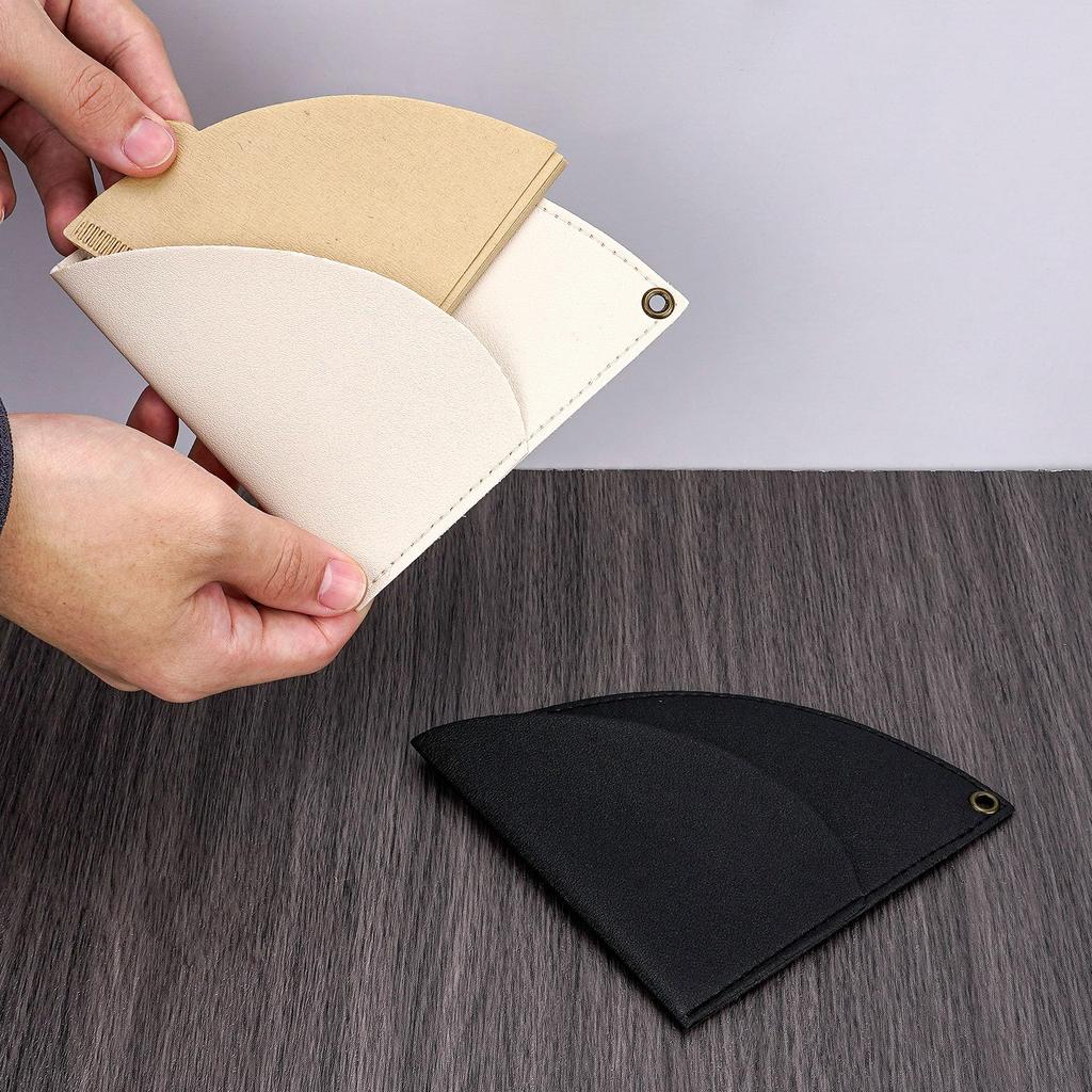 HannaFires Leather Coffee Filter Holder, Set of 2 – Fits #1, #2, #4, and V60 Filters, Stylish Filter Storage Sleeves, Coffee Tool, Essential