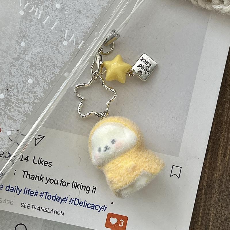 

3D Cartoon Flocked Animal Keyring Bag Pendant Backpack Charm Car Decor Jewelry Accessories Gift
