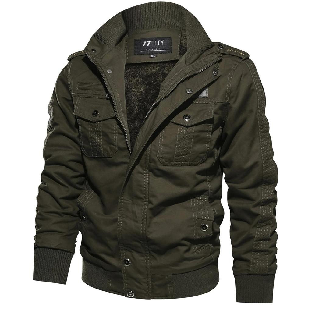 Men's  Winter Military Clothing Zipper Pocket Loose Breathable Coat