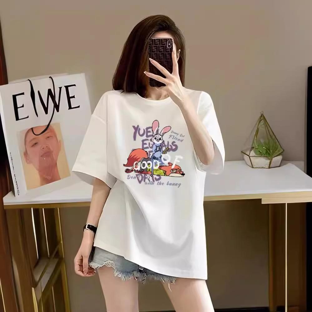 

Женская хлопковая приталенная футболка с короткими рукавами, лето 2025, новая модная и тонкая, с принтом, круглым вырезом, белая футболка с плечевыми швами, тренд S