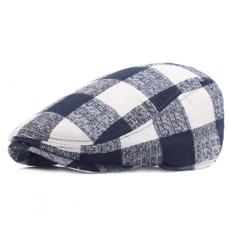 Cotton Cap Women's Plaid Beret Forward Cap Men's Sun Hat