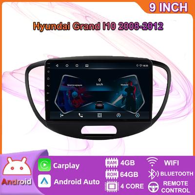 Bezdrátové autorádio Android Carplay pro Hyundai Grand I10 2008-2012 Multimediální přehrávač videa GPS Navigace WIFI 4+64GB