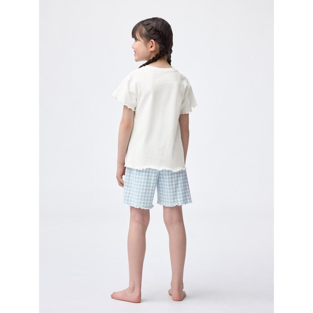 GU by Uniqlo Girls Cotton Lounge Set  Short Sleeve   Shorts   Ice Cream 