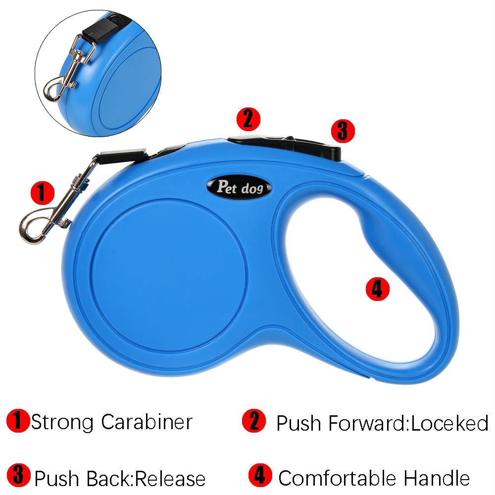 Pet 3m 5m Dog Leash Outdoor Retractable Quick Release Durable Puppy Solid Rope for Small Medium Dogs Cats Bulldog Teddy Supplies