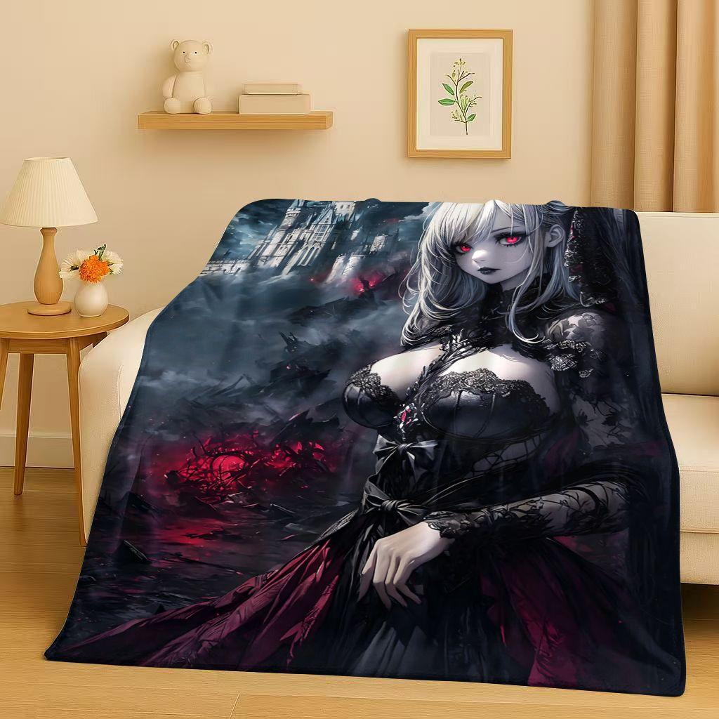 3D Gothic Dark Sexy Girls Cartoon Anime Characters Flannel Blanket,Soft Plush Throw for Home Bedroom Bed Sofa Cover Trave Gift