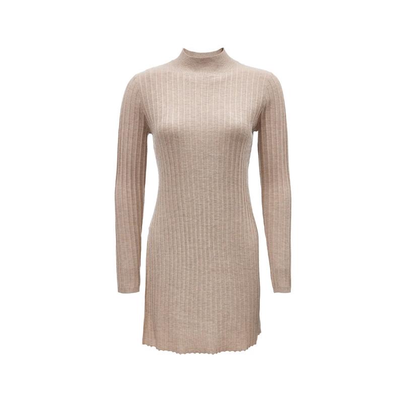 Veromoda Women's Shimmer Ribbed Semi-High Collar Knit Sweater