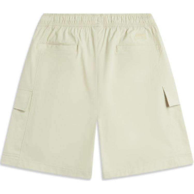 Li-Ning Série Moda Esportiva Cor Sólida Cintura Média Cordão Confortável Respirável Versátil Perna Reta Shorts Casuais Shorts Masculinos AKSU597-3
