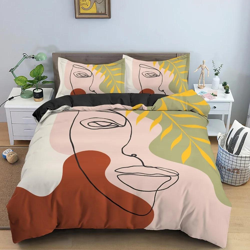 3D Abstract Bedding Set Human Faces Texture Duvet Cover Bedroom Comforter Covers With Pillowcase Single King Home Textile