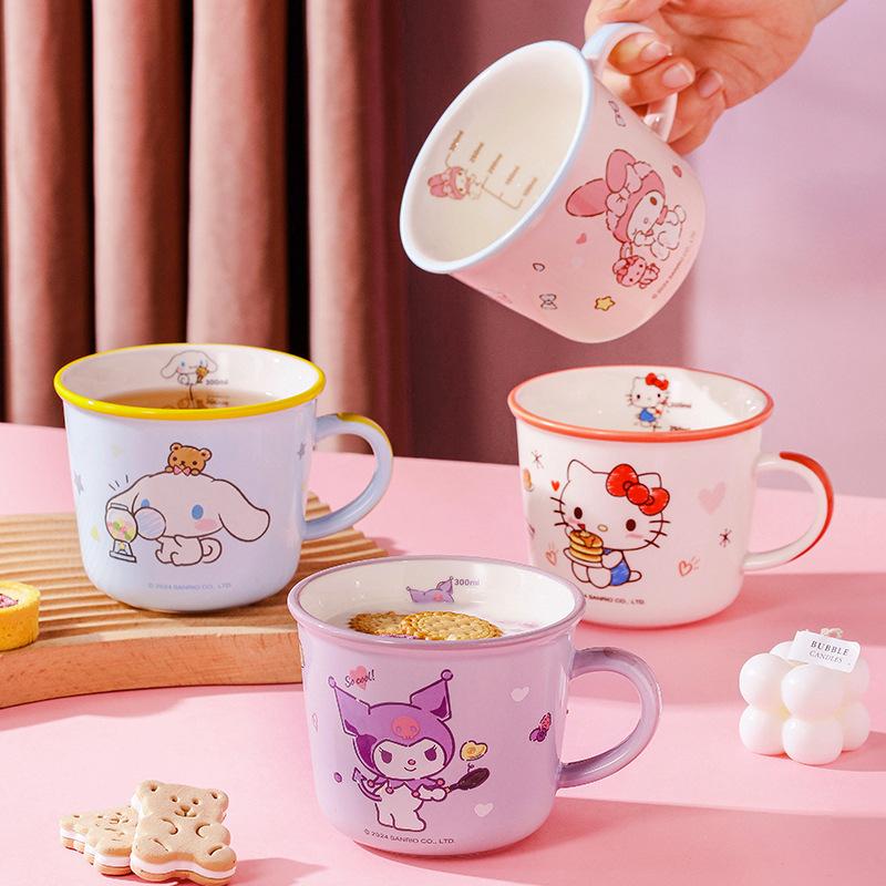 Sanrio Family Series Mug Ceramic Cup Breakfast Milk Cup High Value Girl Cute Cartoon Scale Cup
