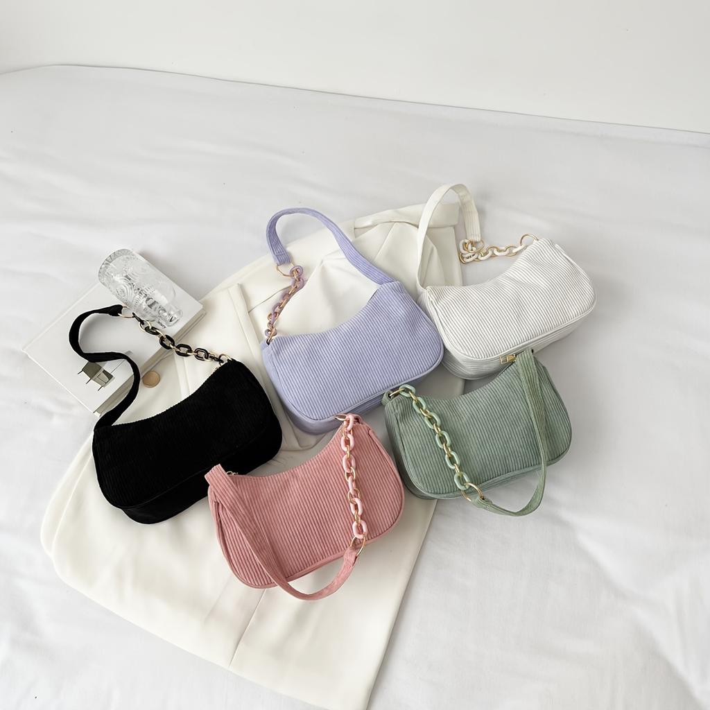 Shoulder Bag, Solid Color Crossbody, Hand-Held Canvas Bag for Teenager
