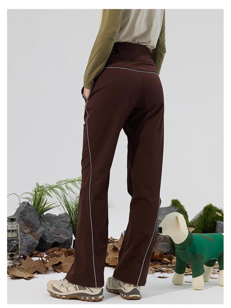 Water-Repellent Durable Outdoor Micro-Flare Pants with Autumn/Winter Velvet Warmth