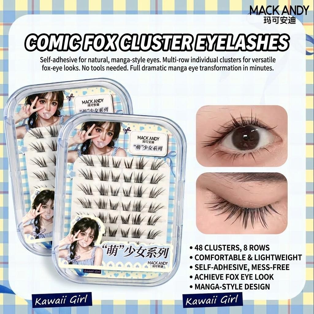 Marcoandi Manga False Eyelashes Natural Volume Curly Black Fiber Lashes for Sensitive Eyes 10-14